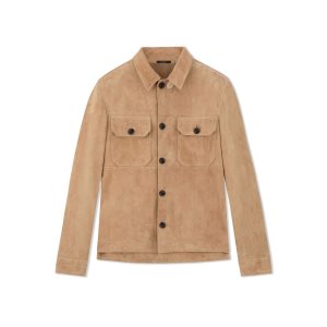 Vêtements D'extérieur Tom Ford Light Daim Outershirt Homme Marron | BYSUM-2763