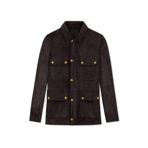 Vêtements D'extérieur Tom Ford Light Daim Field Jacket Homme Ebony | FBEWO-9657