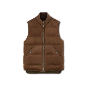 Vêtements D'extérieur Tom Ford Light Daim Down Gilet Homme Marron Foncé | WIFPM-8172