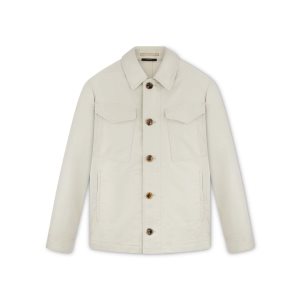 Vêtements D'extérieur Tom Ford Military Coton Outershirt Homme Blanche | ZLFNJ-1270