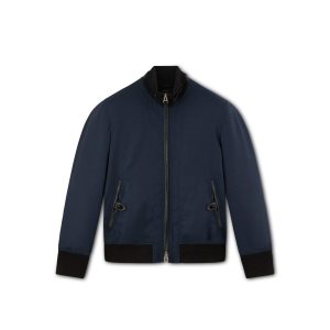 Vêtements D'extérieur Tom Ford Mohair Fluid Hopsack Blouson Homme Bleu Marine | VPGLR-2318