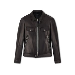 Vêtements D'extérieur Tom Ford Nappa Plonge Zip Collar Blouson Homme Noir | UFJDB-7196