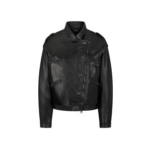 Vêtements D'extérieur Tom Ford New Plonge Cuir Vélo Jacket Femme Noir | BXOTI-0147