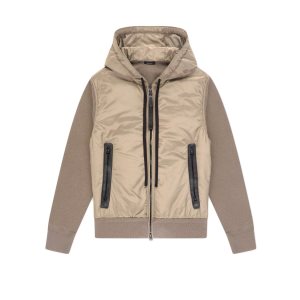 Vêtements D'extérieur Tom Ford Nylon Front Merino Encapuchonné Blouson Homme Beige | HRSQW-8746