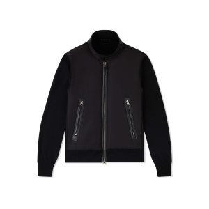 Vêtements D'extérieur Tom Ford Nylon Front Harrington Zip Through Homme Noir | IXDYE-5834