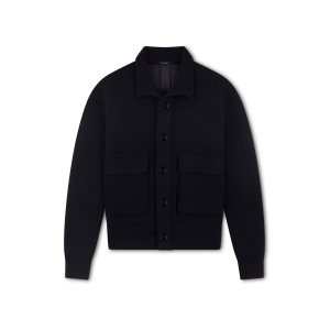 Vêtements D'extérieur Tom Ford Nylon-lined Merino Button Through Blouson Homme Noir | DERGJ-1734