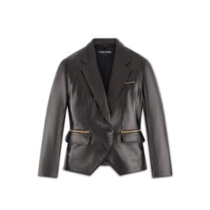 Vêtements D'extérieur Tom Ford Plonge Cuir Jacket With Iconic Zips Femme Noir | AOUMP-3769