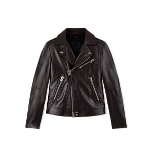 Vêtements D'extérieur Tom Ford Smooth Grain Asymmetric Vélo Homme Ebony | FWZBI-4753