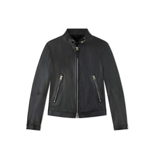 Vêtements D'extérieur Tom Ford Soft Cuir Cafe Vélo Homme Noir | VILXU-0132