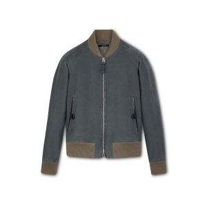 Vêtements D'extérieur Tom Ford Soft Moleskin Bomber Homme Bleu | ENUPI-7038