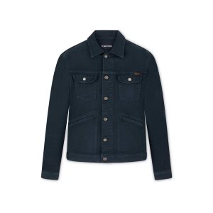 Vêtements D'extérieur Tom Ford Twill Denim Jacket Homme Indigo | NTAHR-2546