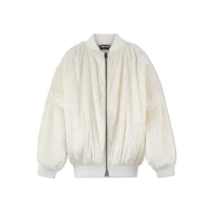 Vêtements D'extérieur Tom Ford Viscose 'Fur' Bomber Femme Chalk | UBTWK-4820