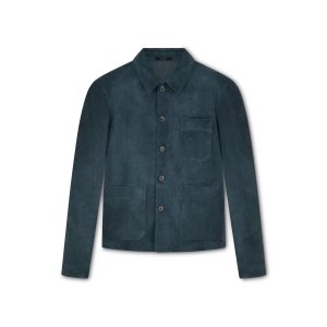 Vêtements D'extérieur Tom Ford Washed Heathered Daim Chore Jacket Homme Petrol | XWDUS-2780